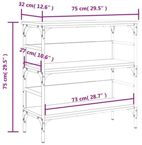 fekete szerelt fa tálalóasztal 75x32x75 cm