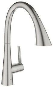 Mosogató csaptelep Grohe Zedra kihúzható zuhanyzóval, 3 vízfolyással supersteel 32294DC2