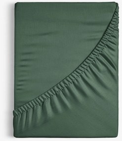 Goldea körgumis pamut lepedő - sötétzöld 90 x 200 cm