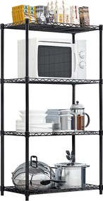 Polcállvány, 4 polcos, fekete, SUER TYP 1