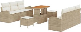 vidaXL Kerti Kanapé Szett párnával tárolóval 9 pcs Beige és krém