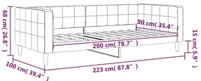 sötétszürke bársony kanapéágy 90x200 cm
