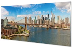 Üvegképek Bridge panoráma felhőkarcolók 125x50 cm