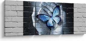 Kép - Pillangó a falon (órával) (90x30 cm)