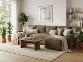 Kinyitható U alakú ülőgarnitúra SMART BOUCLE 303x143 cm, sötét bézs