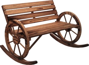 Outsunny Fa Hinta Pad, Hinta Pad Karfával, 2 Személyes Kerti Pad, Fa Pad Kerthez és Erkélyhez, 240 kg Terhelhetőség, Megégett, 105 x 88 x 74 cm | Aoso