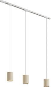 Modern railsysteem met 3 hanglampen wit met beige 1-fase - Iconic Holt
