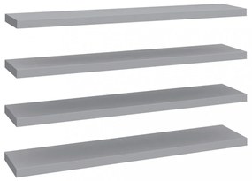 2 db szürke MDF lebegő fali polc 120 x 23,5 x 3,8 cm