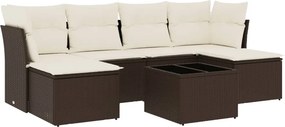 vidaXL 7 részes barna polyrattan kerti ülőgarnitúra párnákkal