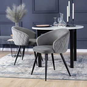 Étkezőgarnitúra 4 db. Székkel. Bővíthető asztal HARRY 102-142 cm + 4 db. Szürke bársony étkezőszék. ADELE