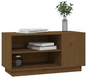 mézbarna tömör fenyőfa TV-szekrény 80x35x40,5 cm