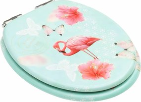 2 db flamingómintás MDF WC-ülőke finoman záródó fedéllel