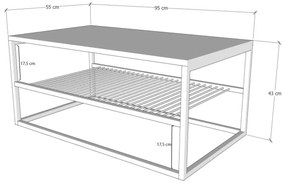 Kávésasztal ASUDE 43x95 cm fekete/fehér