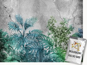 Fotótapéta Flizelina Trópusi Levelek Szürke Loft Industrial 100x75 ragasztó