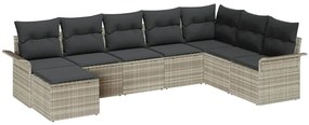 vidaXL Kerti Kanapé Szett párnával 8 pcs Világosszürke polirattan