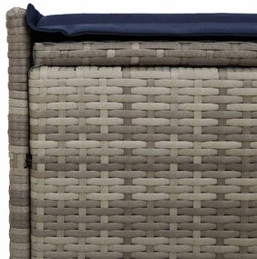 szürke polyrattan kültéri tárolópad párnával 100 cm
