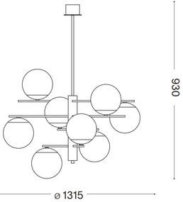 Ideal Lux - Csillár rúdon GOURMET 9xE14/28W/230V átm. 131,5 cm arany