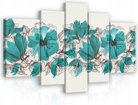 Vászonkép 170x100 moduláris lótusz madárkalitka szürke arany modern