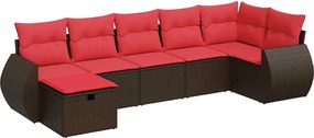 vidaXL 7 részes barna polyrattan kerti ülőgarnitúra párnákkal