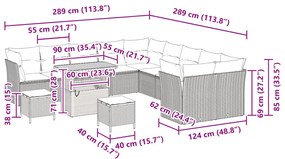 13 darabos kerti kanapészett párnákkal Bézs poli rattan akácia