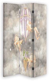 Gario Paraván Holégballon, ház és halak a felhos égen Méret: 110 x 170 cm, Kivitelezés: Klasszikus paraván