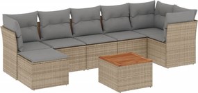 vidaXL 8 részes bézs polyrattan kerti ülőgarnitúra párnával