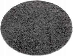 Flokati Szőnyeg szürke kör 140 100% Gyapjú #FLO075