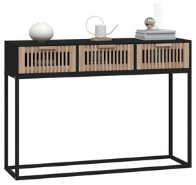 fekete szerelt fa és vas tálalóasztal 105x30x75 cm