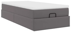 Ottomán ágykeret matraccal Szürke 90x200cm műbőrrel