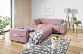 Rózsaszín kinyitható-tárolóhelyes sarokkanapé (jobb oldali-L alakú) Classy Sophie – Miuform