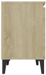 sonoma tölgy színű éjjeliszekrények fém lábbal 40 x 30 x 50 cm