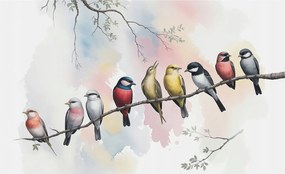 Flizelin tapéta Divatos 3D ragasztóval Fali Madarak az ágon 416x254 Ragasztó