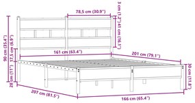 sonoma tölgy színű fejtámlás ágykeret matrac nélkül 160x200 cm