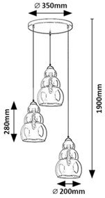 Rabalux 72213 - Csillár zsinóron SALVATORE 3xE27/40W/230V