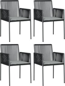 vidaXL 4 db fekete polyrattan kerti szék párnával 54x60,5x83,5 cm