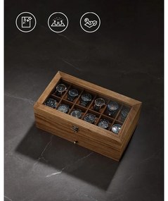 12 rekeszes óratartó doboz rusztikus dió színben