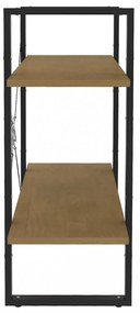 kétszintes barna tömör fenyőfa könyvszekrény 80 x 30 x 70 cm