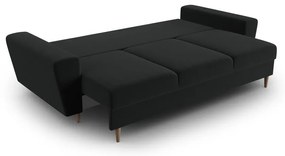 Fekete bársony kinyitható tárolóhelyes kanapé 235 cm Kyoto – Cosmopolitan Design