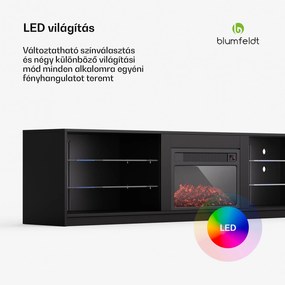 Blumfeldt Perth Medium Lowboard TV-szekrény elektromos kandallóval, 160 x 40 x 30 cm, LED