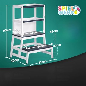Spielwerk PLAY tanulótorony fenyőfa, 93x56x49cm, fehér/antracit
