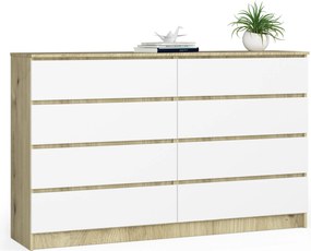 Komód szekrény K160 8 fiókos artsian-fehér Akd