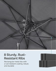 Kerti napernyő, kültéri napernyő 30°-ban dönthető, szürke
