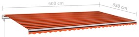 narancssárga-barna kézzel kihúzható LED-es napellenző 6 x 3,5 m