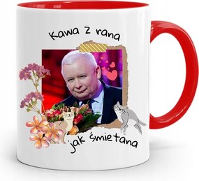 Piros Vicces Bögre Jaroslaw Kaczynski fényképes nyomattal