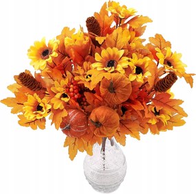 Mesterséges juharlevelek, sütőtök, bogyók és napraforgók – 4 ágú szett