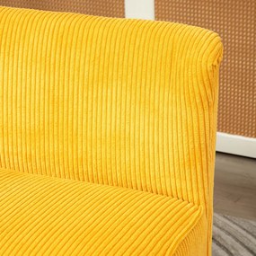 HOMCOM kétszemélyes kanapé, elegáns skandináv dizájn, tömörfa váz, 150 kg-ig, sárga