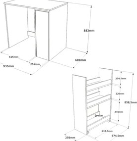 Mosógép szekrény tárolóhellyel 88,3x93,5 cm fehér/dió