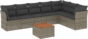 vidaXL 8 részes szürke polyrattan kerti ülőgarnitúra párnákkal
