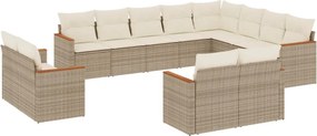 vidaXL 12 részes bézs polyrattan kerti ülőgarnitúra párnákkal