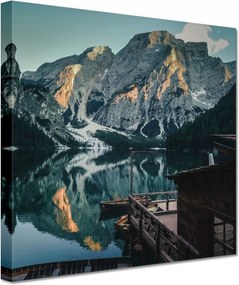 Festmények 20x20 Fa házikó a hegyekben